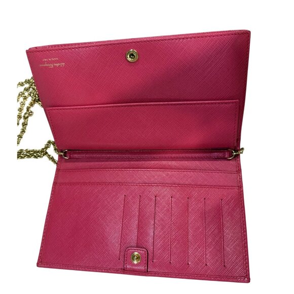 Salvatore Ferragamo Pink Leather Chain Strap Clutch With Gold Bow Detail - Picture 7 of 9